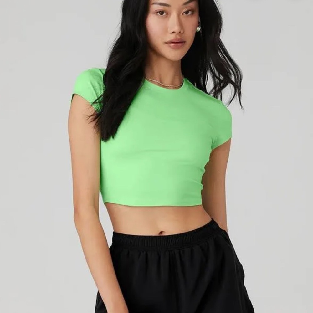 Alo Yoga Alosoft Crop Finesse Short Sleeve - Ultramint